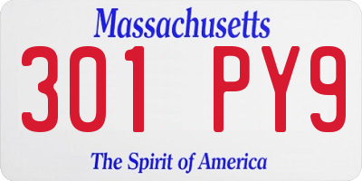 MA license plate 301PY9