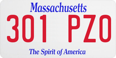 MA license plate 301PZ0