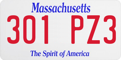 MA license plate 301PZ3