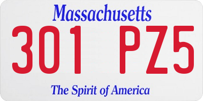 MA license plate 301PZ5