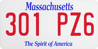 MA license plate 301PZ6