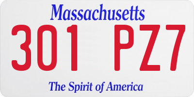 MA license plate 301PZ7