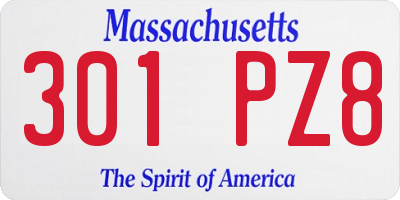 MA license plate 301PZ8