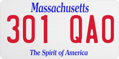 MA license plate 301QA0