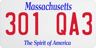 MA license plate 301QA3
