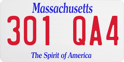 MA license plate 301QA4