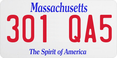 MA license plate 301QA5