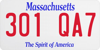 MA license plate 301QA7