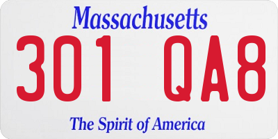 MA license plate 301QA8