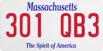 MA license plate 301QB3