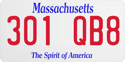MA license plate 301QB8