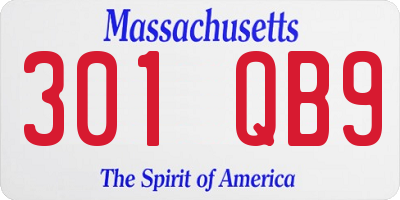 MA license plate 301QB9