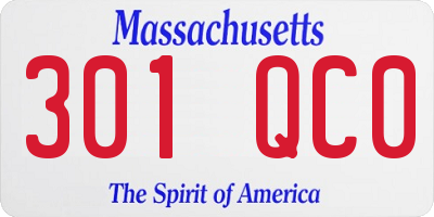 MA license plate 301QC0