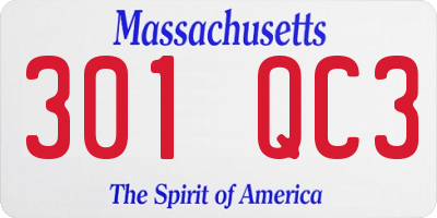 MA license plate 301QC3