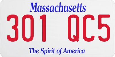 MA license plate 301QC5