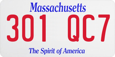 MA license plate 301QC7