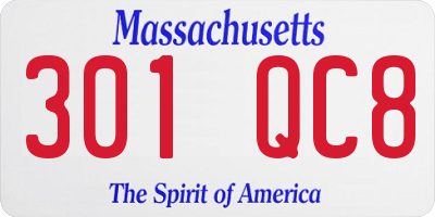 MA license plate 301QC8
