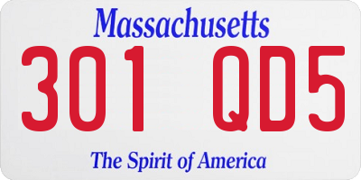 MA license plate 301QD5