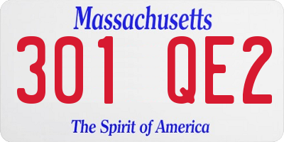 MA license plate 301QE2