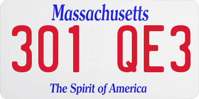 MA license plate 301QE3