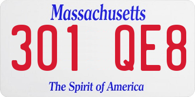 MA license plate 301QE8