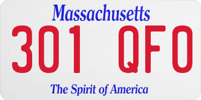 MA license plate 301QF0
