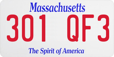 MA license plate 301QF3