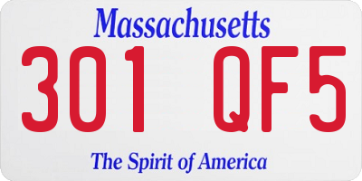 MA license plate 301QF5