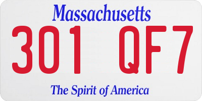 MA license plate 301QF7