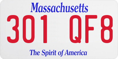 MA license plate 301QF8