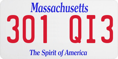 MA license plate 301QI3