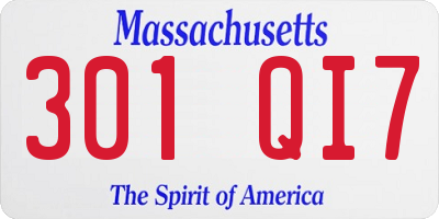MA license plate 301QI7