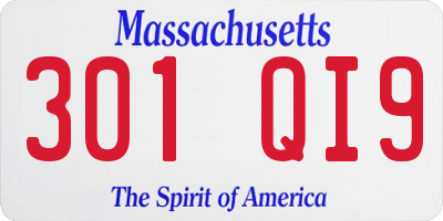 MA license plate 301QI9