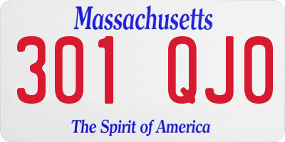 MA license plate 301QJ0
