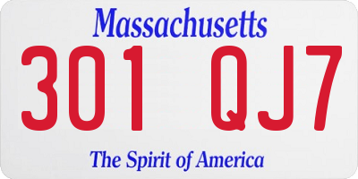 MA license plate 301QJ7