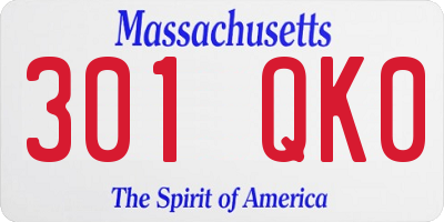 MA license plate 301QK0