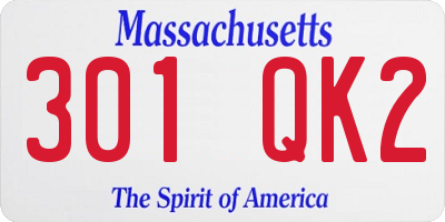 MA license plate 301QK2