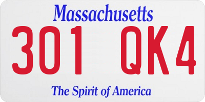MA license plate 301QK4