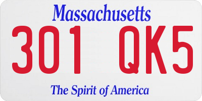 MA license plate 301QK5