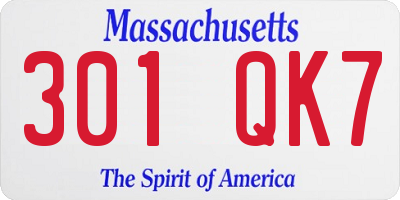 MA license plate 301QK7