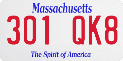 MA license plate 301QK8