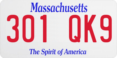 MA license plate 301QK9