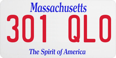 MA license plate 301QL0