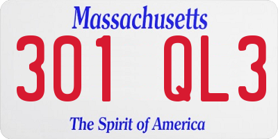 MA license plate 301QL3