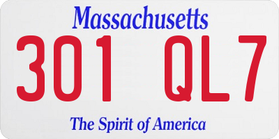 MA license plate 301QL7