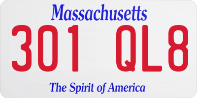 MA license plate 301QL8