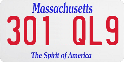 MA license plate 301QL9