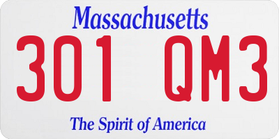 MA license plate 301QM3