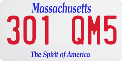 MA license plate 301QM5