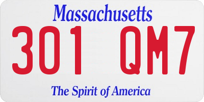 MA license plate 301QM7